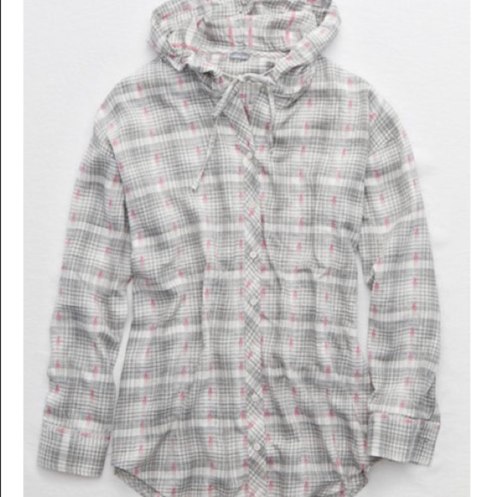 Aerie Hooded Flannel Shirt